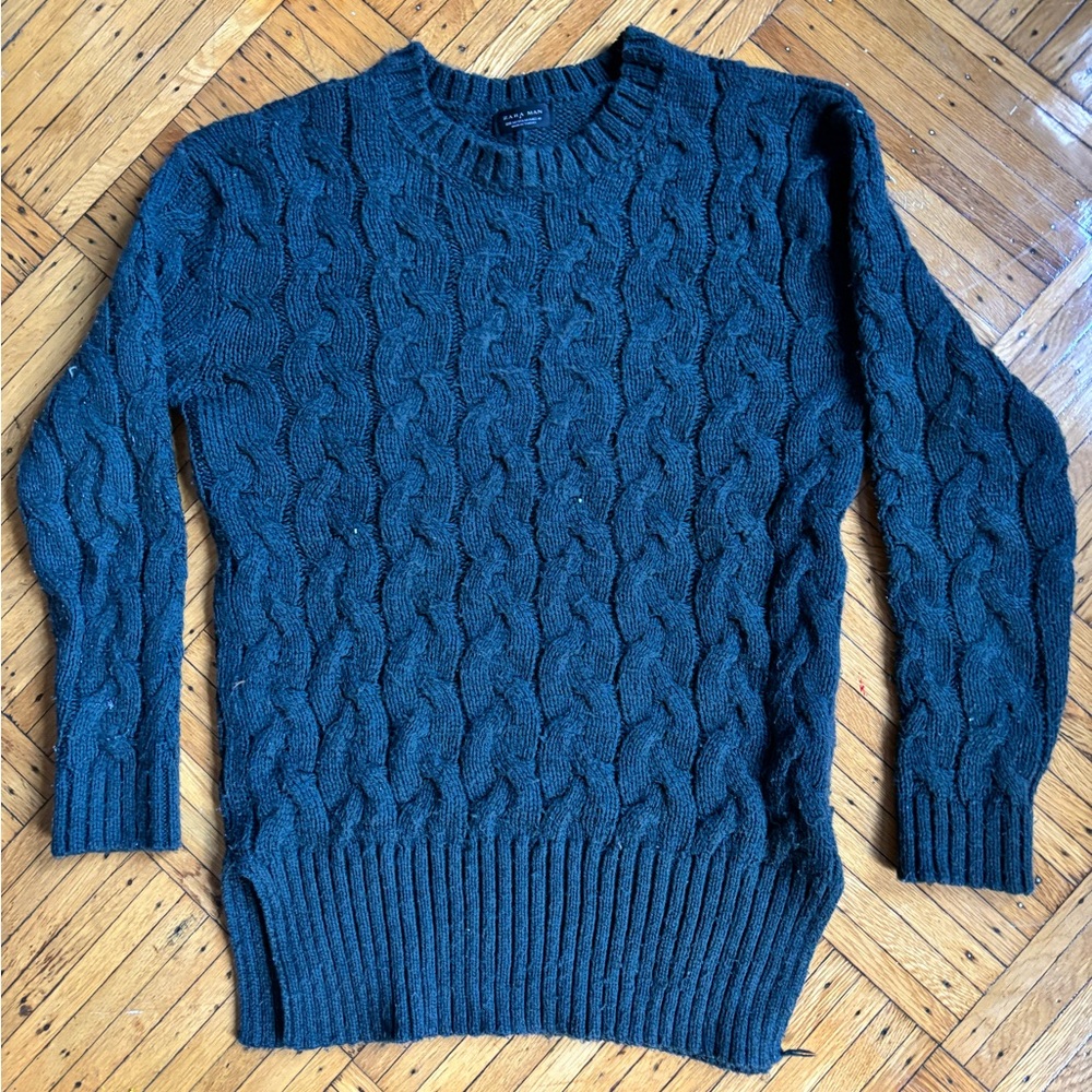 Zara Cable Knit Sweater - Blue/Green